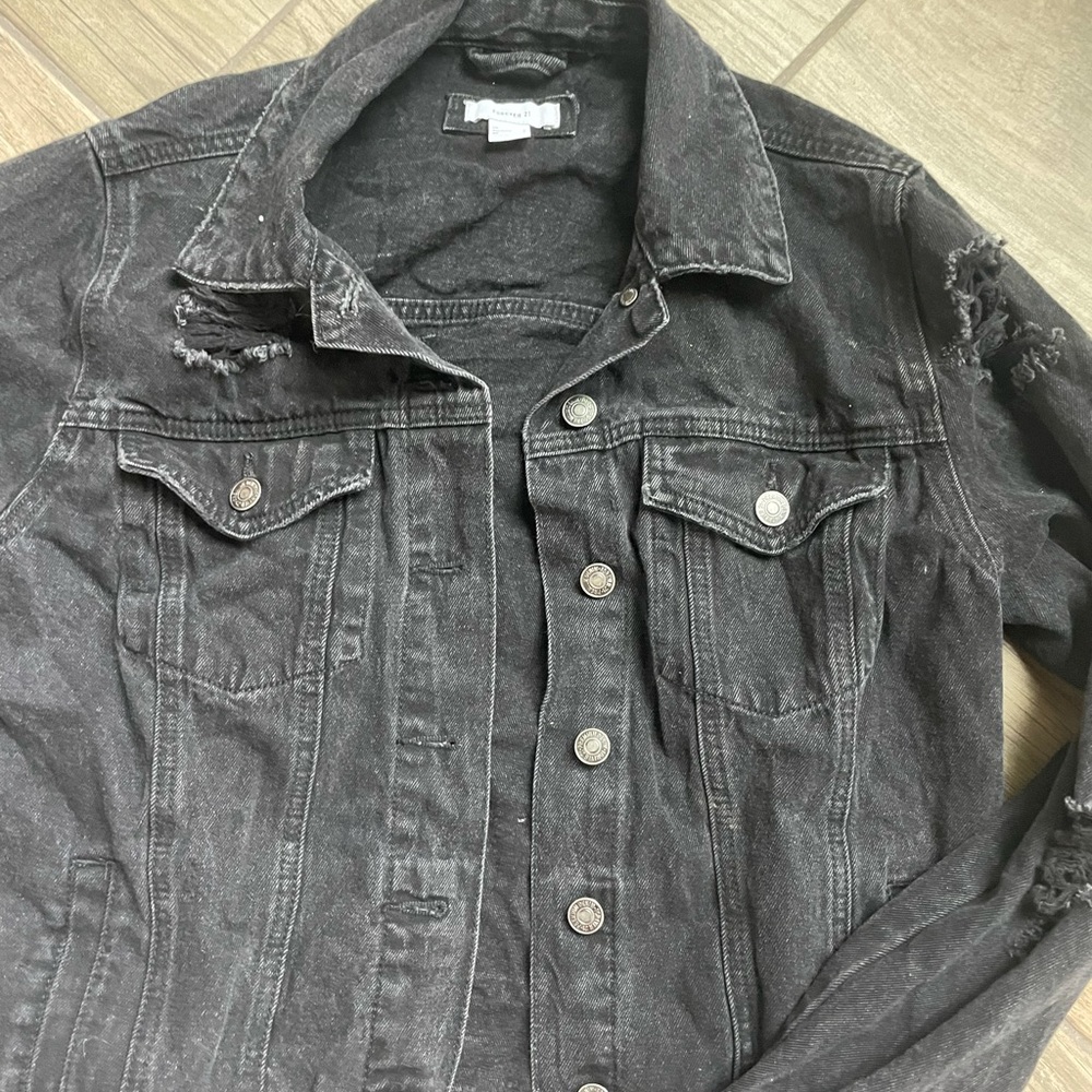 Basic Boyfriend Denim Jacket Black - image 5